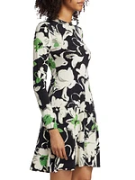 Floral Print Long-Sleeve Minidress