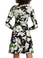 Floral Print Long-Sleeve Minidress