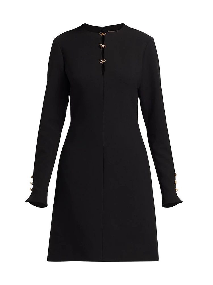 Bow-Accented Long-Sleeve Minidress