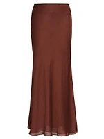 Plissé Chiffon A-Line Maxi Skirt