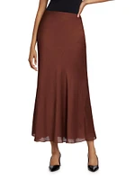 Plissé Chiffon A-Line Maxi Skirt