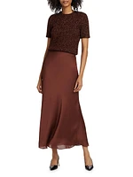 Plissé Chiffon A-Line Maxi Skirt