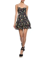 Daisy Tie-Front Tiered Minidress