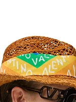 Escape Wide Brim Straw Hat with Silk Bandeau Scarf