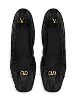 VLogo Signature Patent Leather Ballerina Flats