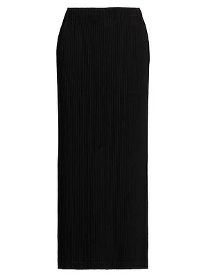 Hatching Pleats Midi-Skirt