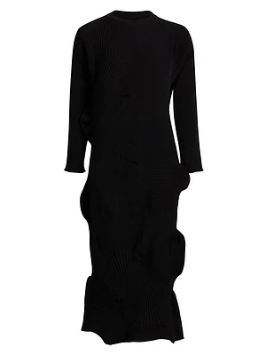 Kone Sculpted Plissè Midi-Dress