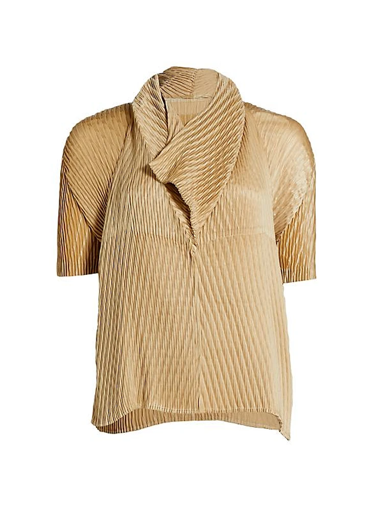 Wrapped Faux Suede Pleats Shirt