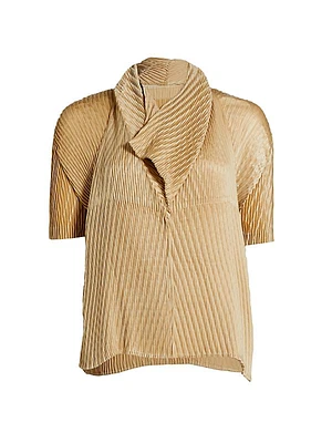 Wrapped Faux Suede Pleats Shirt