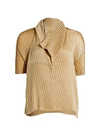 Wrapped Faux Suede Pleats Shirt