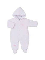 Baby Girl's Hooded Velour Footie