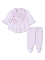 Baby Girl's Smocked Dress & Footed Pants Set