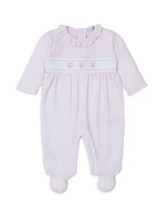 Baby Girl's Embroidered Striped Footie