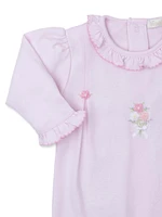 Baby Girl's Floral Embroidered Footie