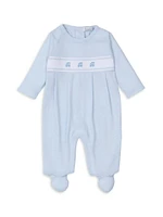 Baby's Embroidered Striped Footie