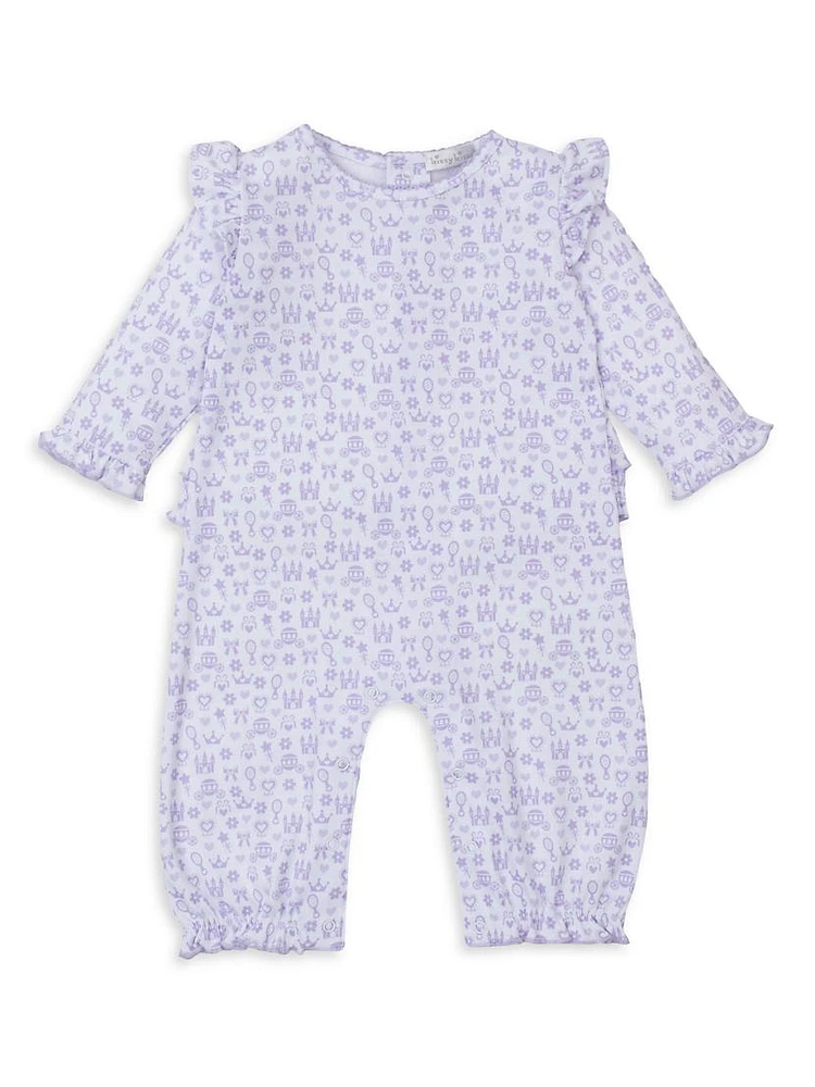 Baby Girl's Printed Ruffle-Trim Bubble Playsuit