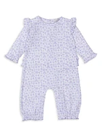 Baby Girl's Printed Ruffle-Trim Bubble Playsuit