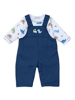 Baby's Dinosaur Print Bodysuit & Overall Set