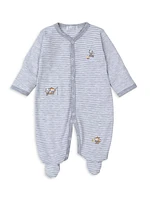 Baby Boy's Fox Embroidered Striped Footie