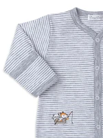 Baby Boy's Fox Embroidered Striped Footie