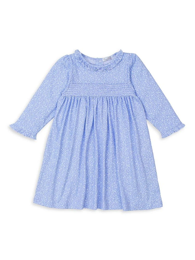 Little Girl's Floral Smocked Long-Sleeve Dress