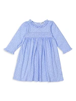 Little Girl's Floral Smocked Long-Sleeve Dress