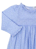 Little Girl's Floral Smocked Long-Sleeve Dress