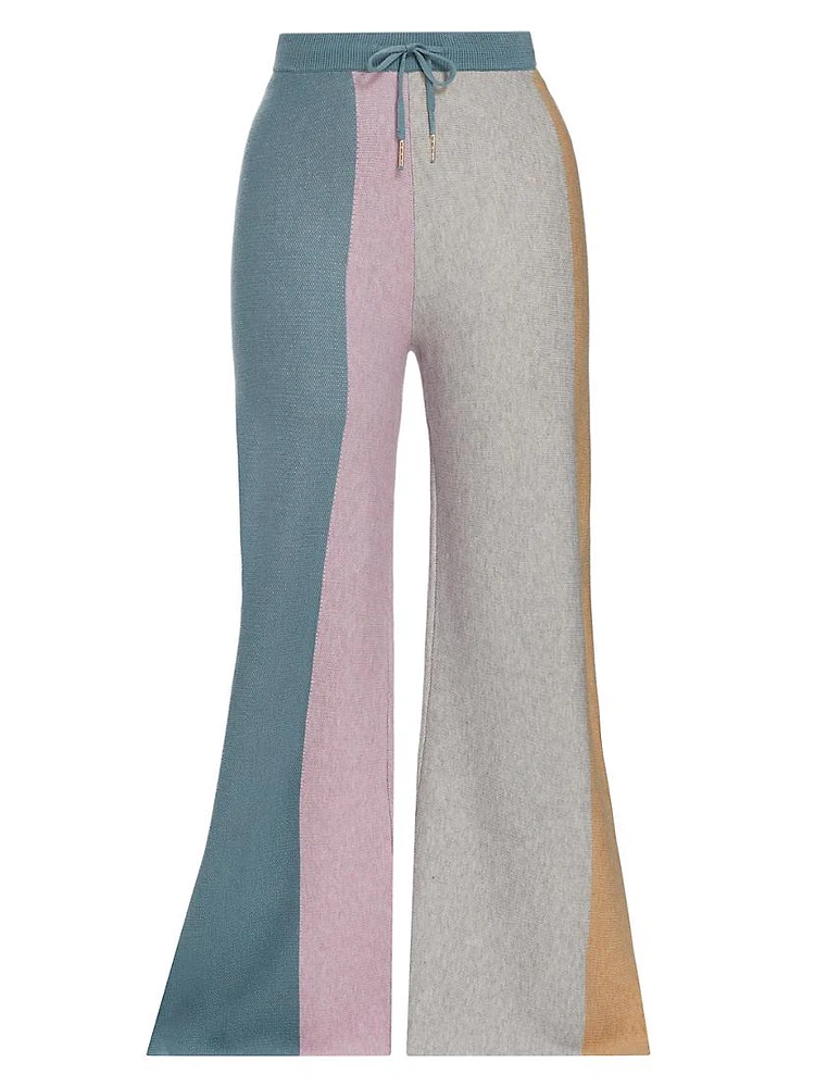 Colorblock Wide-Leg Knit Pants