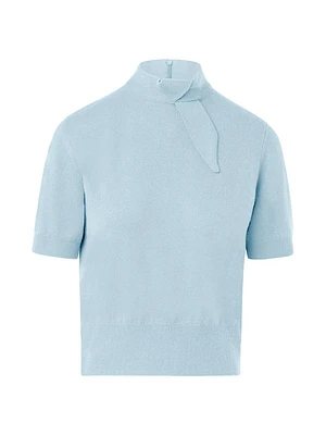 Tie-Neck Cashmere Top