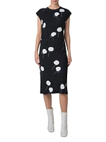Dandelion Print Crêpe Midi-Dress