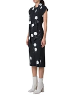 Dandelion Print Crêpe Midi-Dress