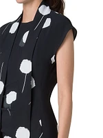 Dandelion Print Crêpe Midi-Dress