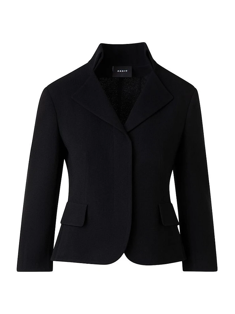 Amber Crepe Crop Button-Front Jacket