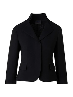 Amber Crepe Crop Button-Front Jacket