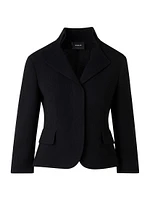 Amber Crepe Crop Button-Front Jacket