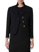 Amber Crepe Crop Button-Front Jacket