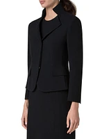 Amber Crepe Crop Button-Front Jacket
