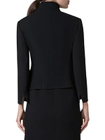 Amber Crepe Crop Button-Front Jacket
