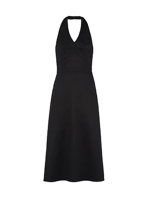 Double Cashmere Halter Midi-Dress