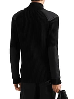 Wool and Cashmere Cardigan with Re-Nylon Details