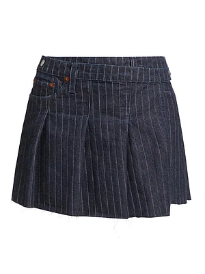 Pinstripe Denim Tennis Wrap Skirt