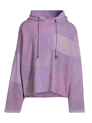 Colorblocked Stitch Cotton Drawstring Hoodie