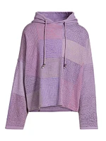 Colorblocked Stitch Cotton Drawstring Hoodie