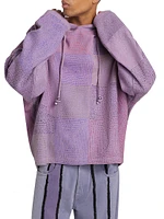 Colorblocked Stitch Cotton Drawstring Hoodie