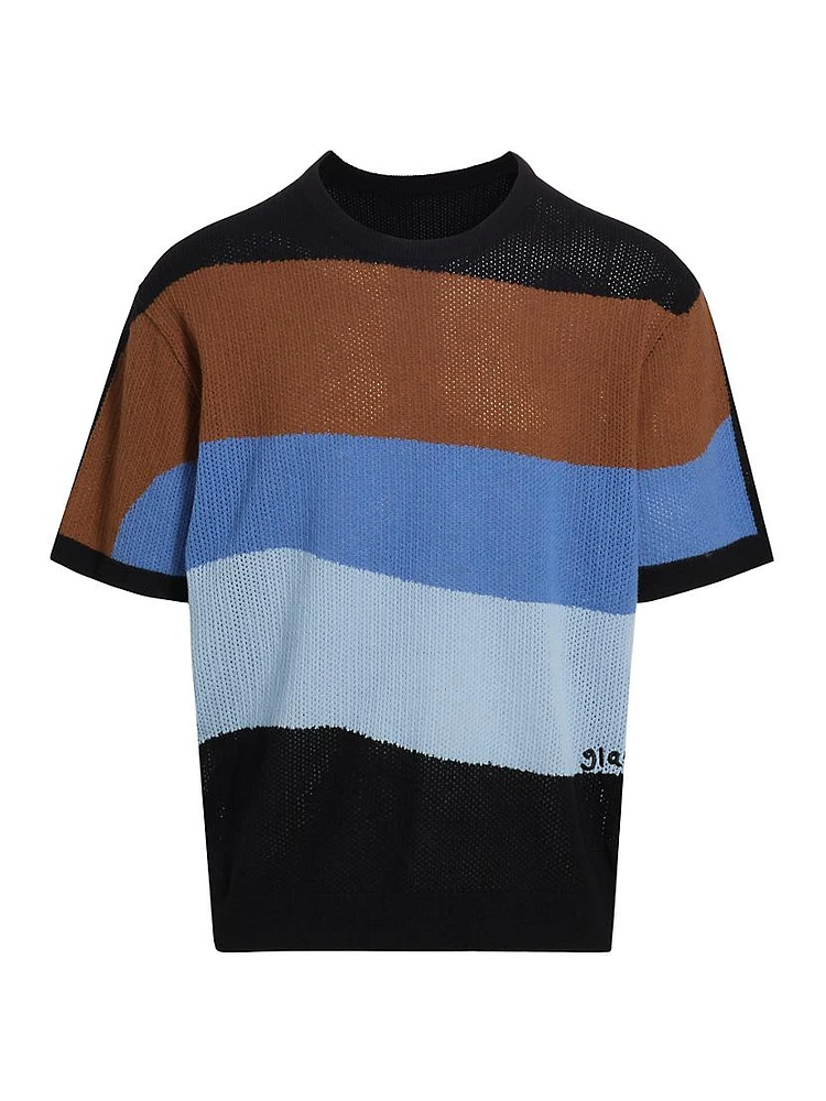 Colorblocked Wool Knit T-Shirt