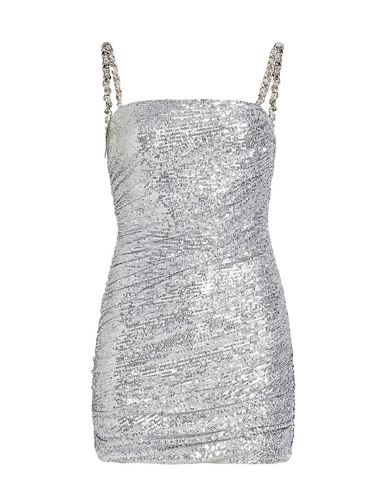 Sequined Chain-Strap Minidress