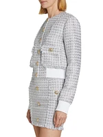 Buttoned Tweed Blouson Jacket