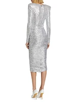 Sequined Cowlneck Midi-Dress