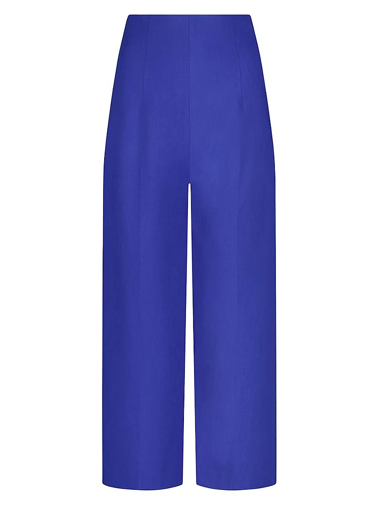 Crepe Crop Wide-Leg Pants