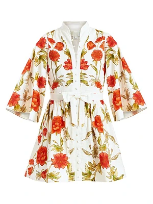 Carmen Floral Tie-Waist Minidress